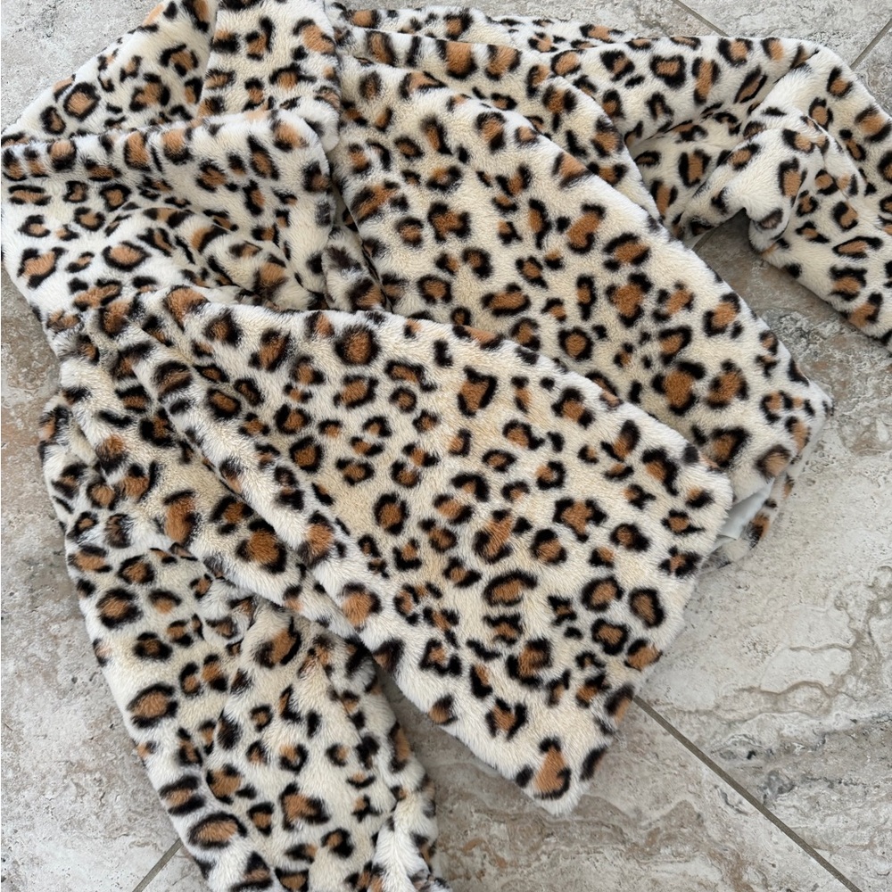 Leopard Print Faux Fur Coat